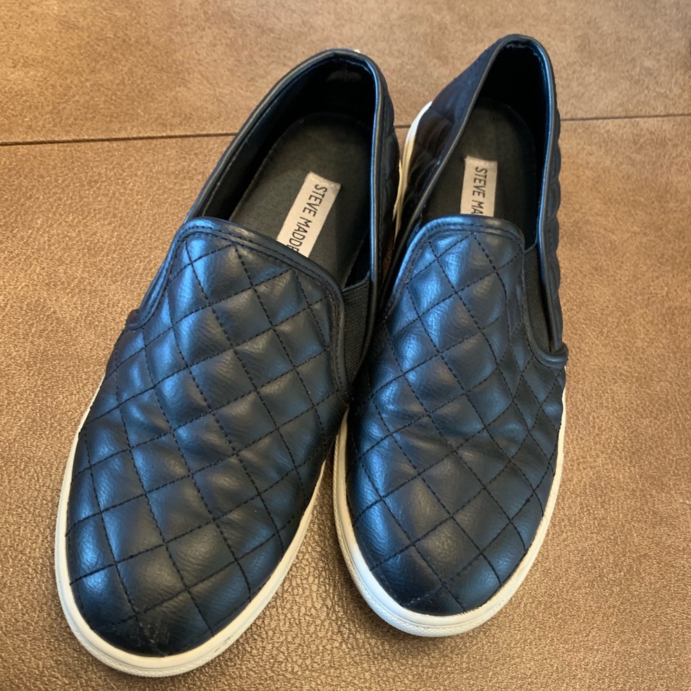 Steve Madden Quilted Slip-ons - ECENTRCQ BLACK